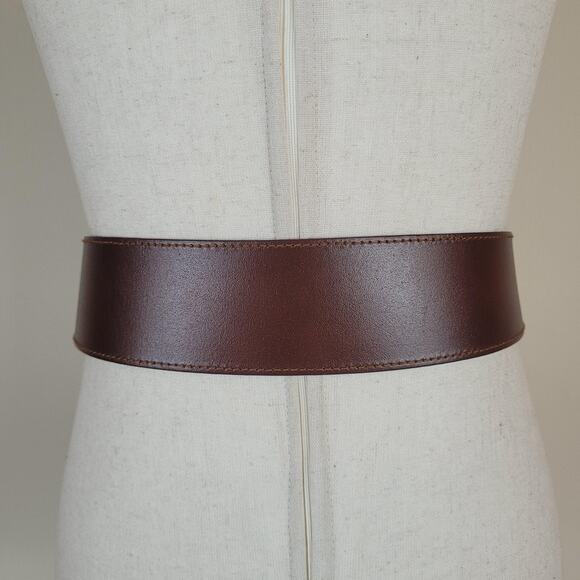 VTG The Limited Belt Large Brown Leather Waist Equestrian Minimalist Statement